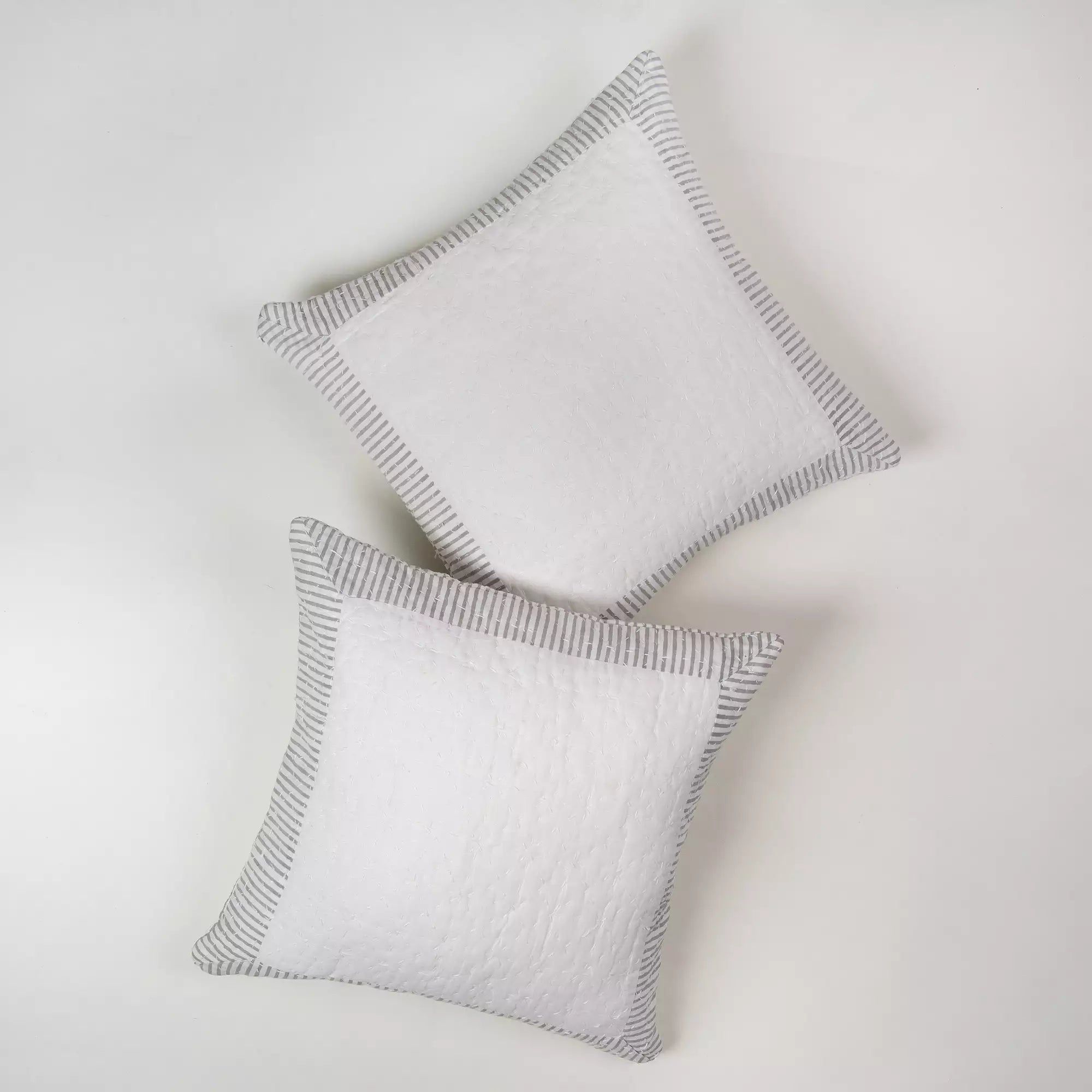 Luxury Grey Stripes Printed Cotton Cushion Cover